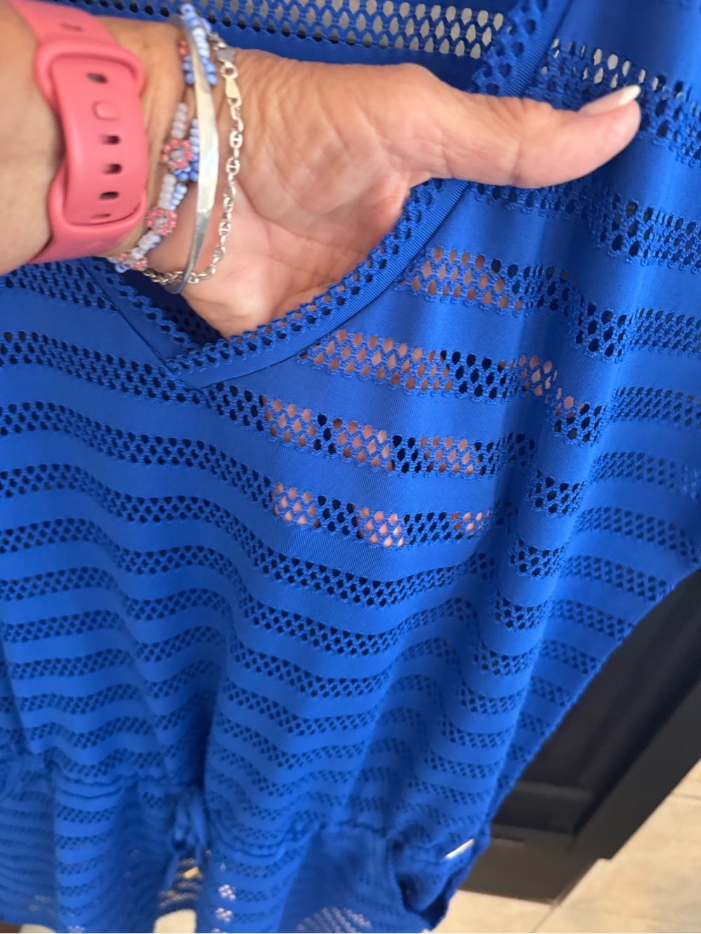 Calvin Klein Bright Blue Open-Knit V-Neck Cover-Up - Picture 5 of 6